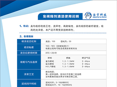 浩宇科技新品推薦“免稀釋劑清漆”